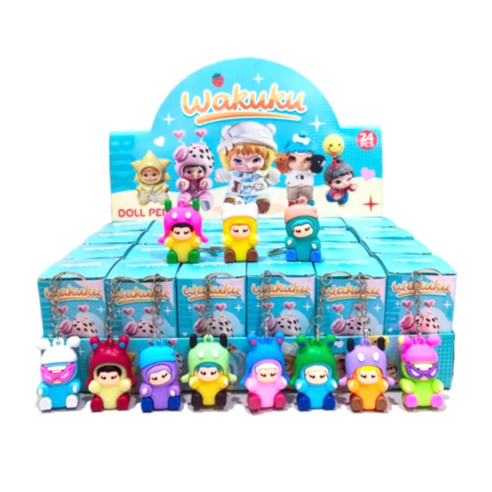 آویز عروسکی شانسی شخصیت‌های کارتونی Wakuku پک 24 عددی سورپرایزی